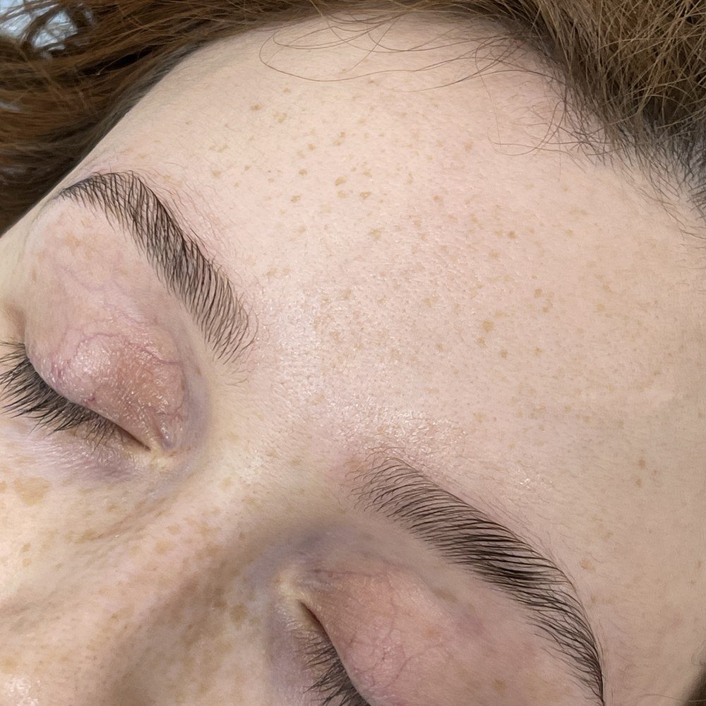 Eyebrow lamination results at Azema salon JVC Dubai