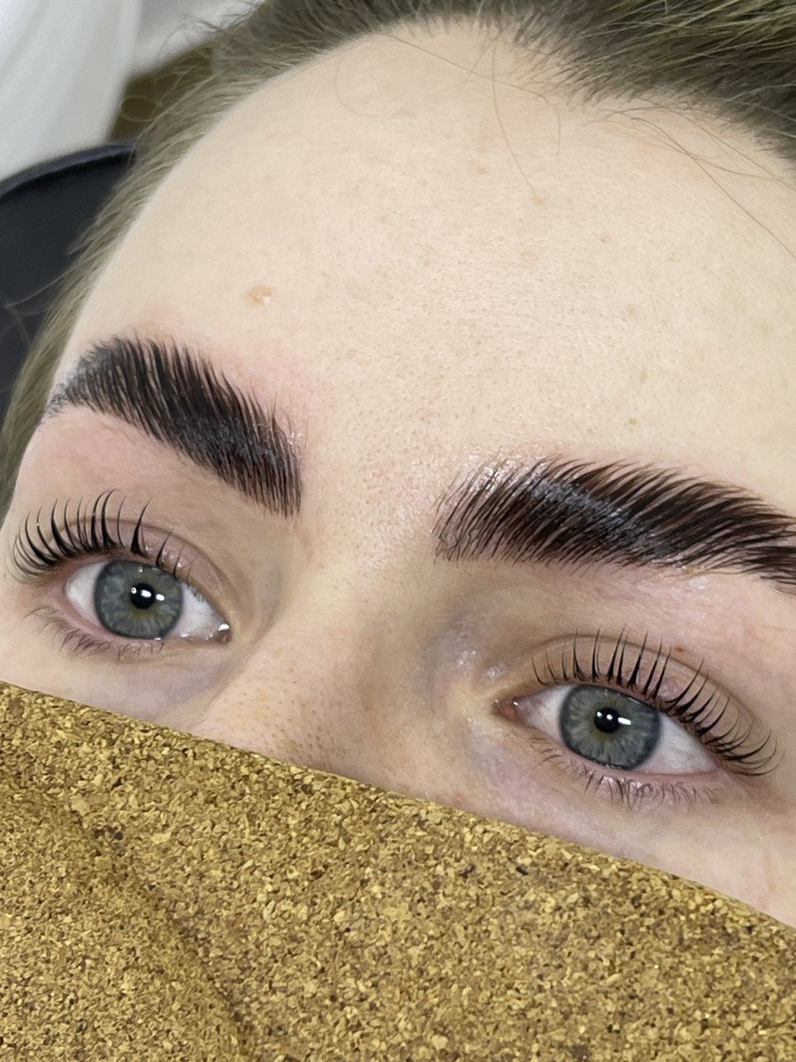 Eyelash extensions and brow shaping at Azema salon in JVC Dubai